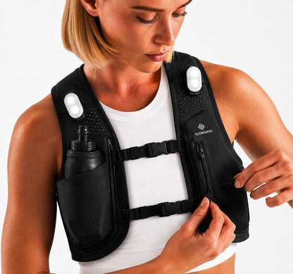 Glowdash hardloopvest - ritsvak detail, echte foto