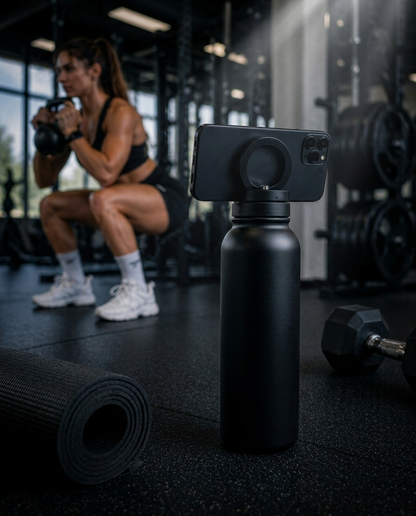 MAGFLOW in de sportschool met telefoon bevestigd