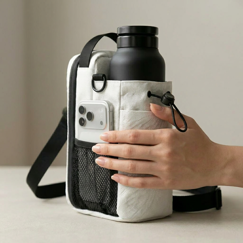 MagGrip Sport Organizer Tas in de hand, schaalindicatie