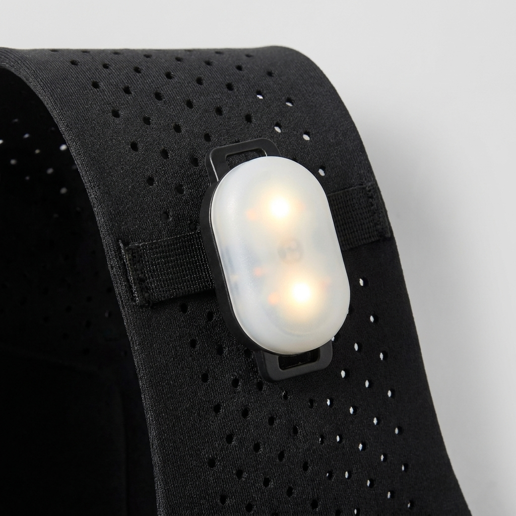 Glowdash hardloopvest ovaal LED-lampje detail, correct model