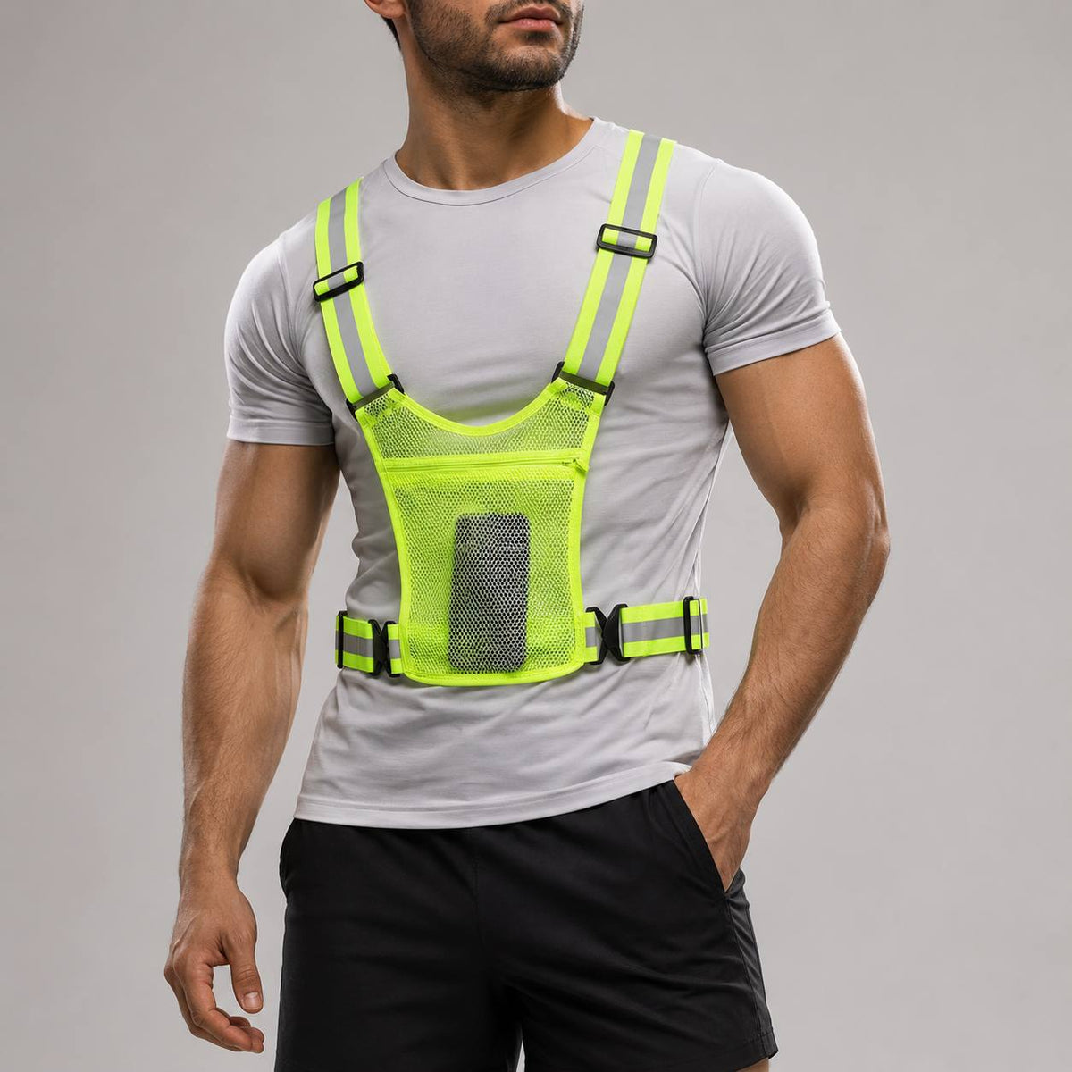 GlowGuard reflecterend veiligheidsvest - model vooraanzicht