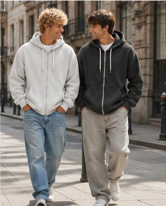 Wafelstructuur hoodie heren - lifestyle, wit en antraciet